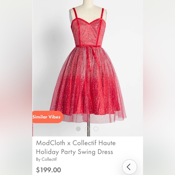 ModCloth x Collectif Haute Holiday Red Sparkle Party Swing Dress ♥️💃🏻🌹 - Picture 5 of 5